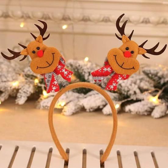 Christmas Headband Santa Claus Reindeer Snowman Bear Plaid Anti-slip Holiday Decoration Adults Kids Cute Xmas Hair Band Hair Accessories Party Props