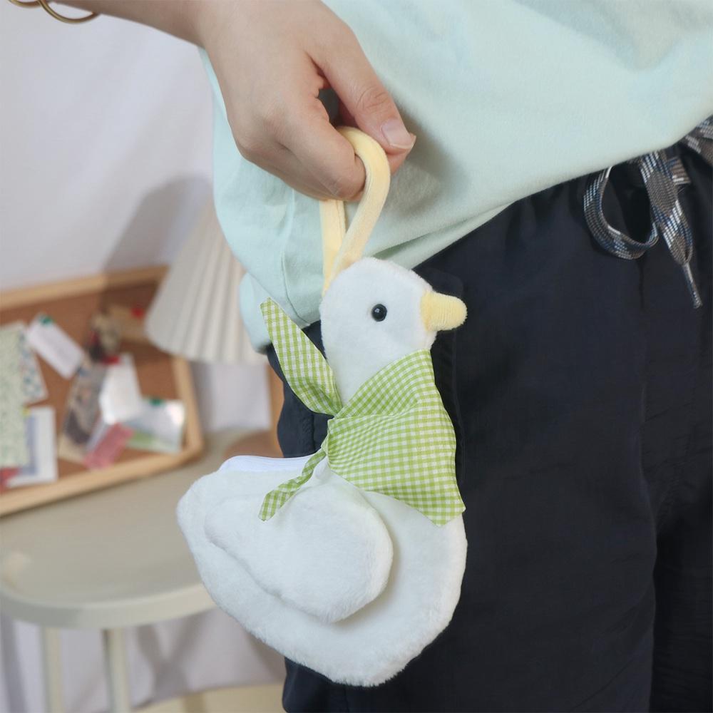 Animal Plush Duck Coin Purse Zipper Cartoon Wrist Bag Portable Animal Handbag  Female/Children