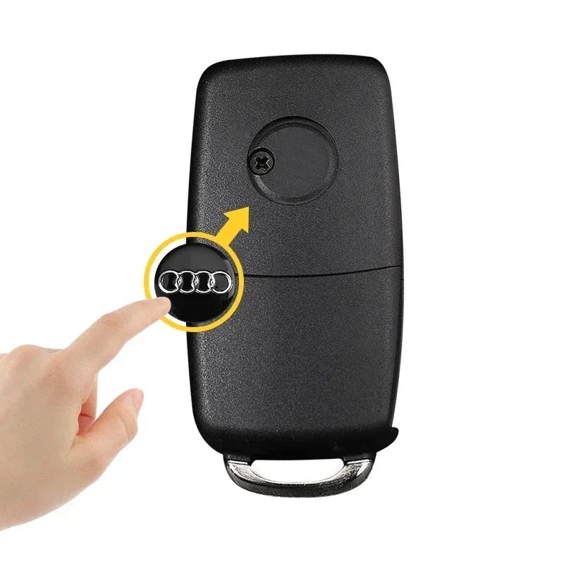 16mm 14mm For q2 Q5 Q3 Q7 R8 A3 A4L A5 A6L A8 A1 TT 8L A4 A5 A6 Car Key Shell Remote Case Cover Aluminum Emblem Symbol Sticker