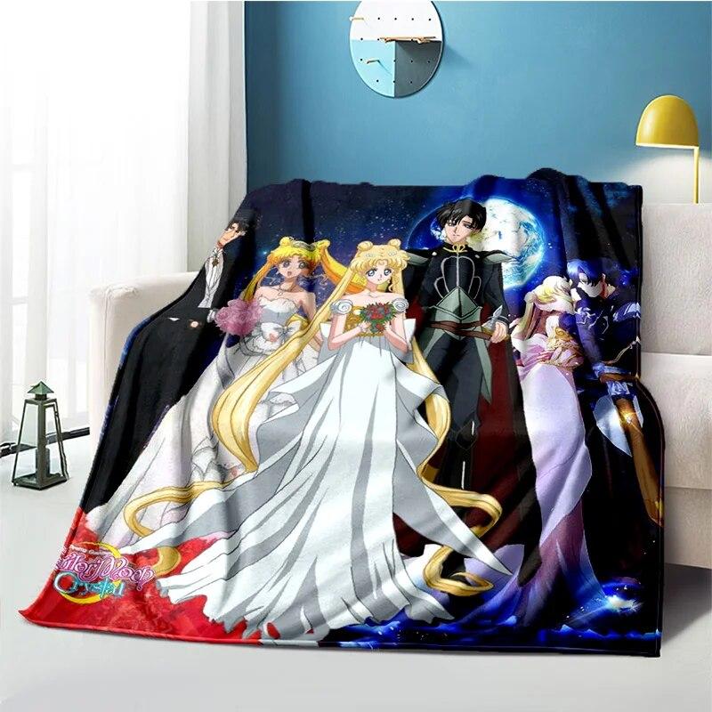 Cute Japanese Cartoon Plush S-Sailor Moons Blanket Light Four Seasons Family Light Sheet Sofa Cover Travel Warm Blanket