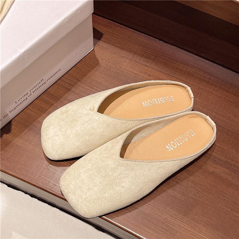 Тапочки Baotou, женская верхняя одежда 2025 года, осень-зима, новая нишевая обувь с квадратной головкой, бархатная, повседневная, универсальная, с мягкой подошвой, обувь Muller