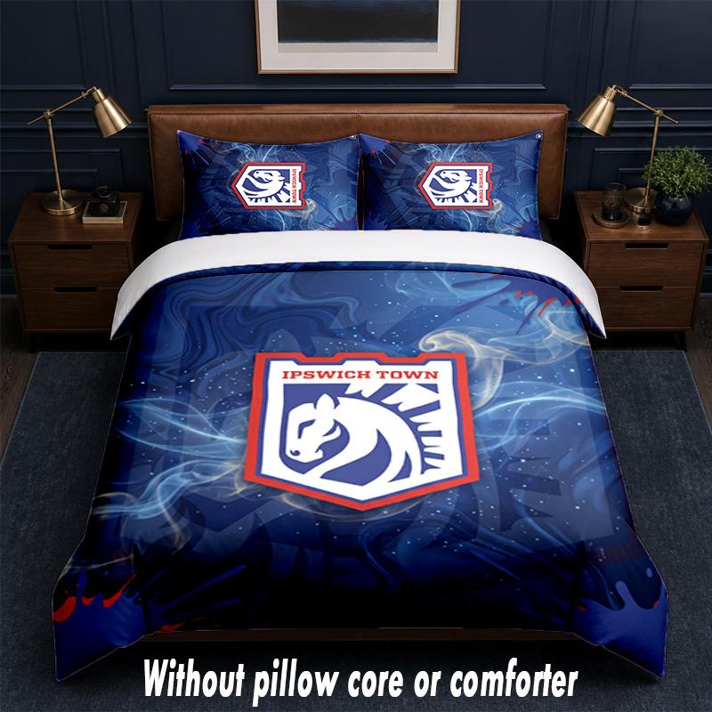 Ipswich Town Football Design Bed Bedding Set 1 Duvet Cover + 2 Pillowcases Soft Breathable Household Bed Linens