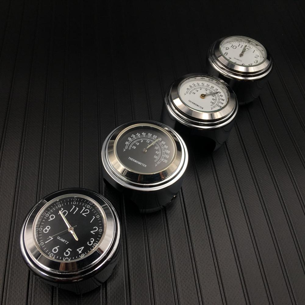 7/8" или 1" Мотоциклетные часы и термометр на руль Подходят для Harley Honda Yamaha Suzuki Kawasaki UTV ATV