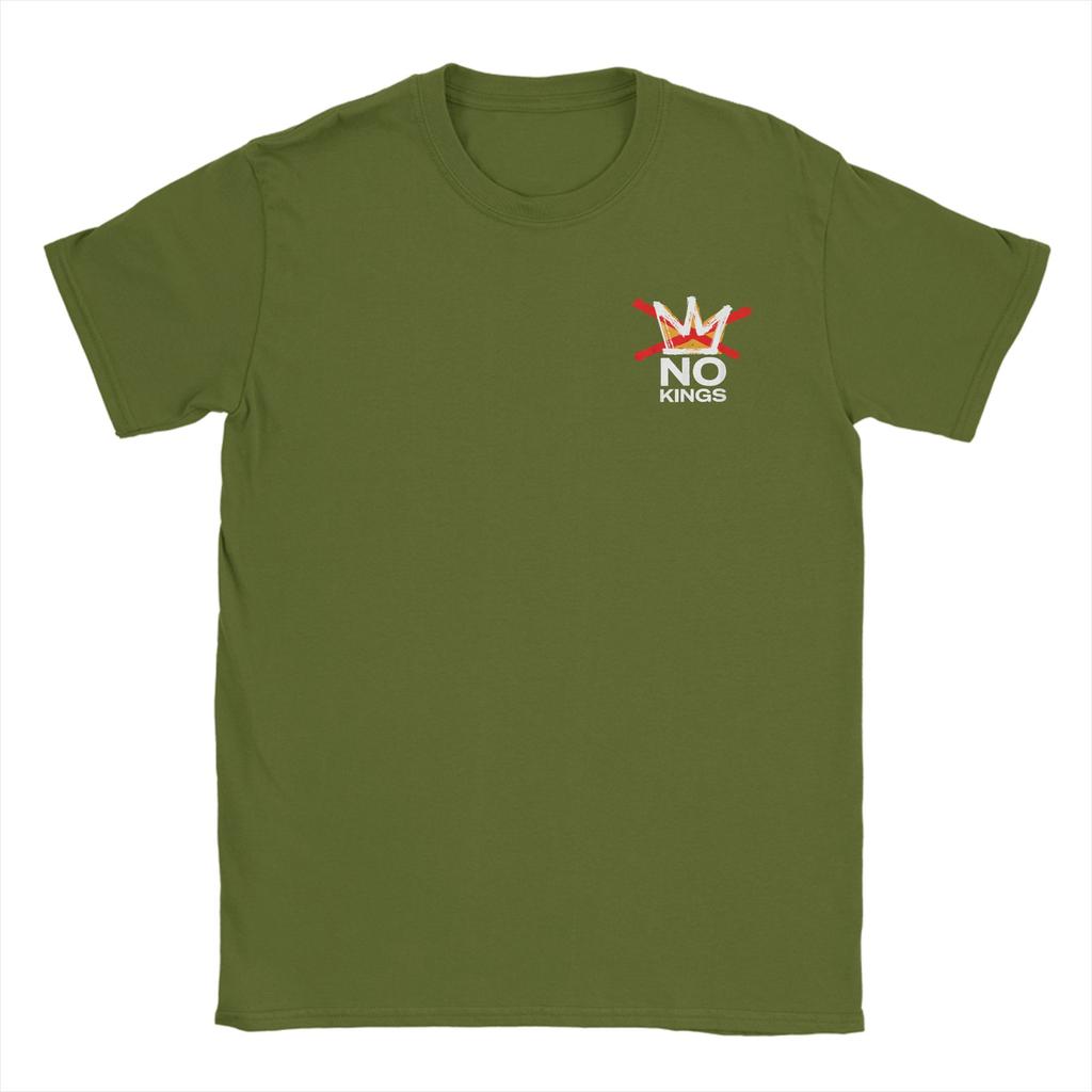 Men's T-Shirt No Kings In America Protest Vintage Cotton Tees Short Sleeve Rejecting King T Shirt Crewneck merchandise Plus Size