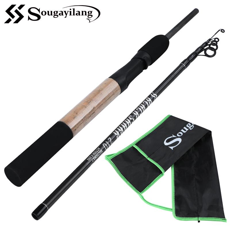 SOUGAYILANG Спиннинговая удочка Портативная 2-секционная телескопическая удочка из углеродного волокна Дорожная удочка