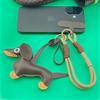 Dachshund Bag Pendant Premium Cartoon Dachshund Mobile Phone Chain Rope Leather Puppy Ins Bag Pendant Miu