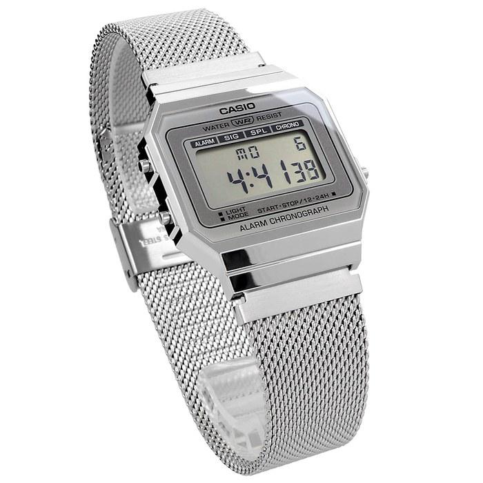 Casio CASIO Цифровые часы Винтажная серия A700WM-7A Металлический сетчатый ремешок Серебристый