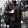 Новая плюшевая кожаная куртка, мужская кожаная куртка, осенне-зимняя повседневная модная и универсальная куртка с лацканами для папы, куртка, куртка