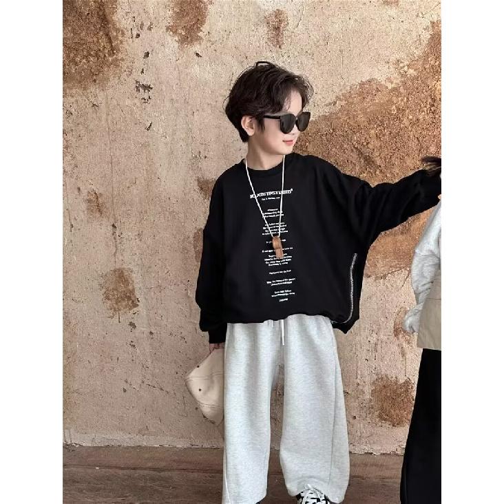 Boys' Spring and Summer Autumn Pants Children and Teens Pants Thin Children's Sports Straight Pants Trendy Three-Bar Pants Trendy