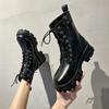 New Fashion PU Leather Pearl Chain Platform Black Booties Punk British Style Casual Shoes Women's Ankle Boots Autumn