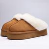 Fashion Comwarm Fuzzy Lined Slippers For Women Thick Bottom Memory Foam Slipper Ladies House Plush Slippers Bedroom Platform Fur Slides