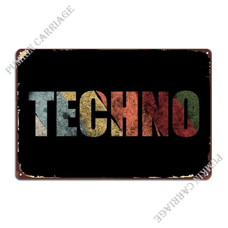 Retro Vintage Techno Raver Metal Plaque Poster Rusty Wall Decor Pub Wall Decor Tin Sign Poster