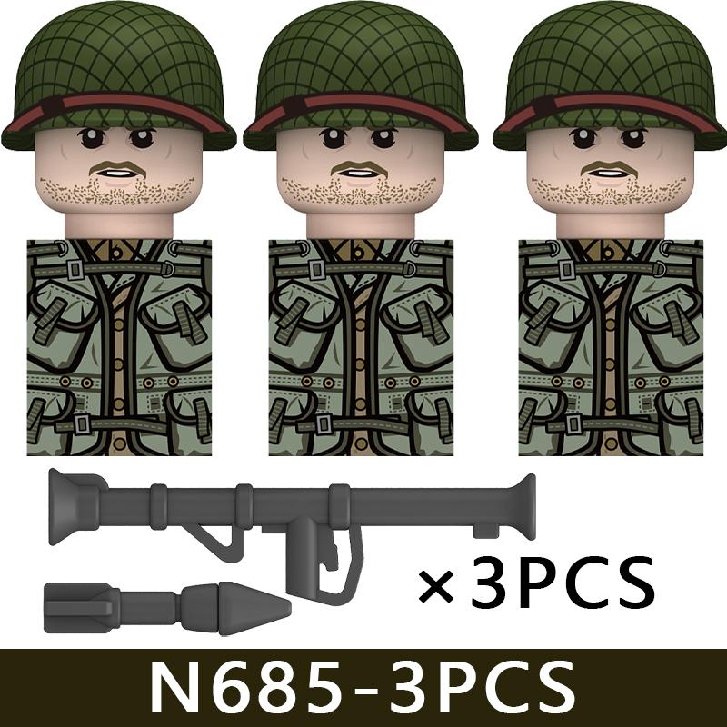 WW2 Military US Cavaleiros Soldier Figures Building Blocks Infantry Medical Warrior Accessories Guns Army Bricks Toys Gifts Boys