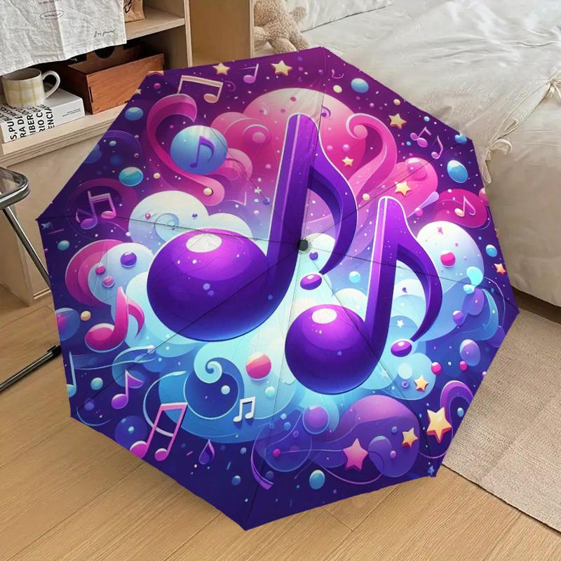 1pc Music Notes Fantasy Background Umbrella with Plastic Handle,Suitable for All Seasons Home Travel Outdoor UmbrellaDD195