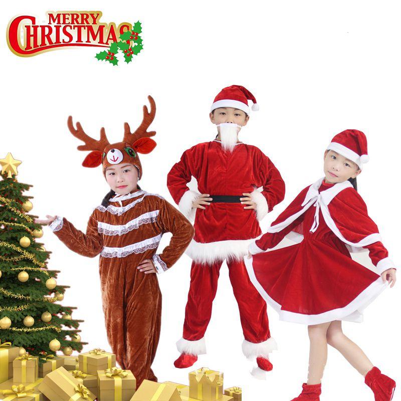 Extravagant Toddler Adult Elk Santa Claus Costume For Xmas Party