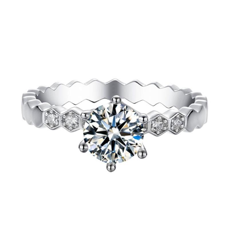 Кольцо из стерлингового серебра S925, обручальное кольцо с бриллиантом в один карат, кольцо с муассанитом цвета D