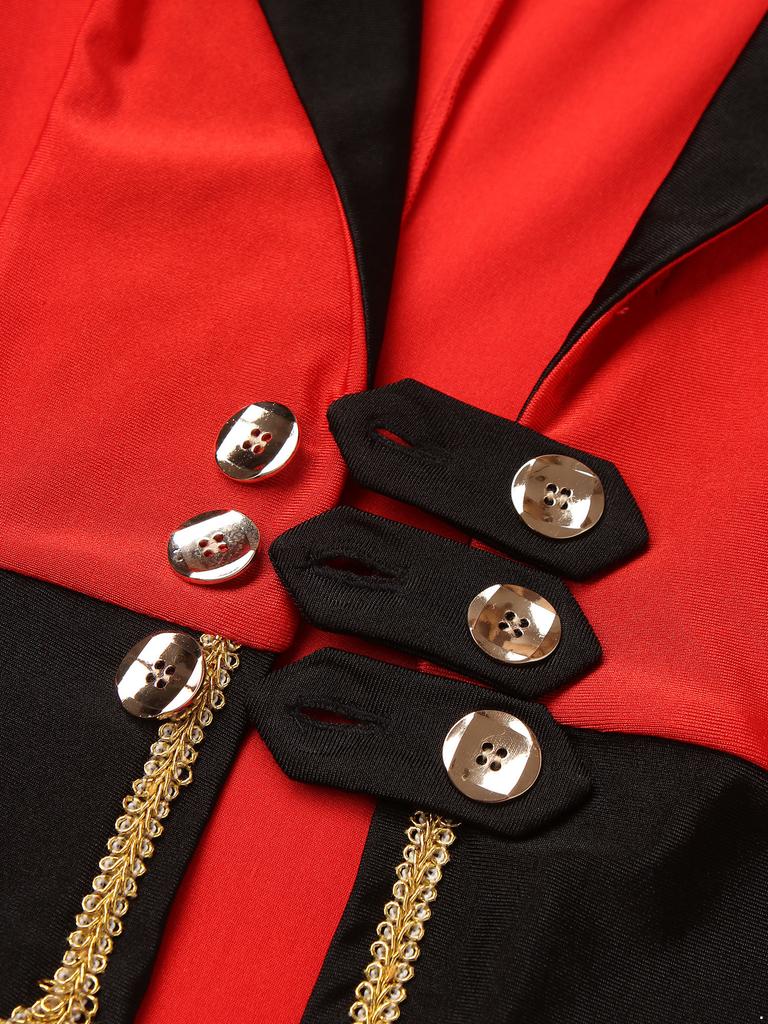 Women Ring Master Tailcoat Circus Magician Jacket Tuxedo Halloween Party Costume Performance