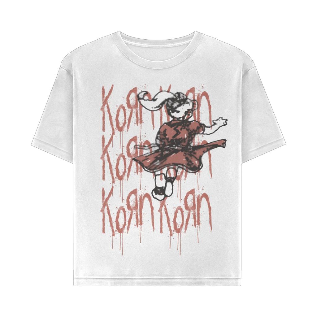 Korn Band Mens Oversized Tshirt Streetpunk Graphic Print Rockinspired Summer 2025 Mens Highquality Cotton ONeck Clothing