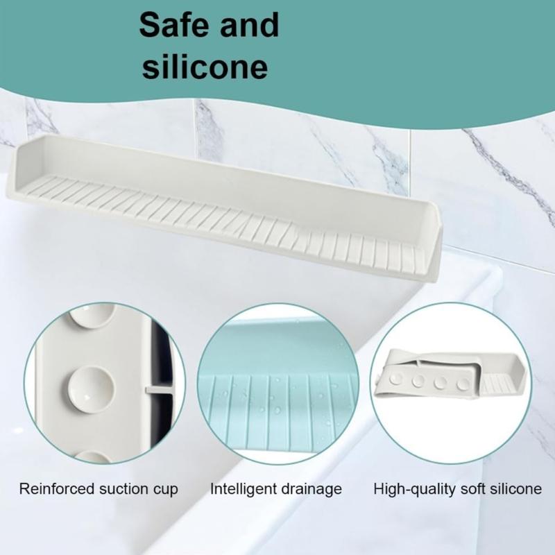 Bathtubs Splash Guards Toy Storage Shelf With 3 Feet Extended Design Safe Silicone Water Barrier For Toddlers Bath Safety