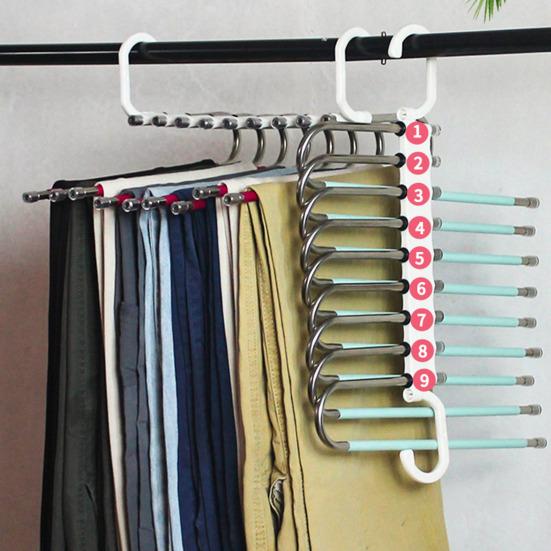 Multi-layer Trouser Rack Storage Holder Anti-Slip Foldable Design Versatile Stainless Steel Anti-Slip Clothes Hanger Scarf Holder