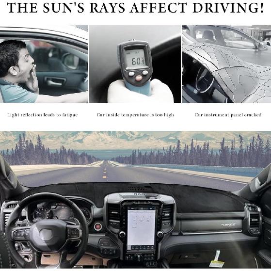 Flannel Dashboard Cover Dash Cover Mat Compatible with Dodge Ram 1500 2500 3500 -2024 2025 Accessories Center Console Dash Board Cover Protector