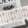 Blush Heart Almond Cat Eye Handmade Nails with Simple Lines - 30 Sweet Whitening Manicure Tips