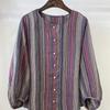 1116 Spring New Women's Crew Neck Japanese Linen Shirt Loose Shirt Top Cardigan Vintage ins