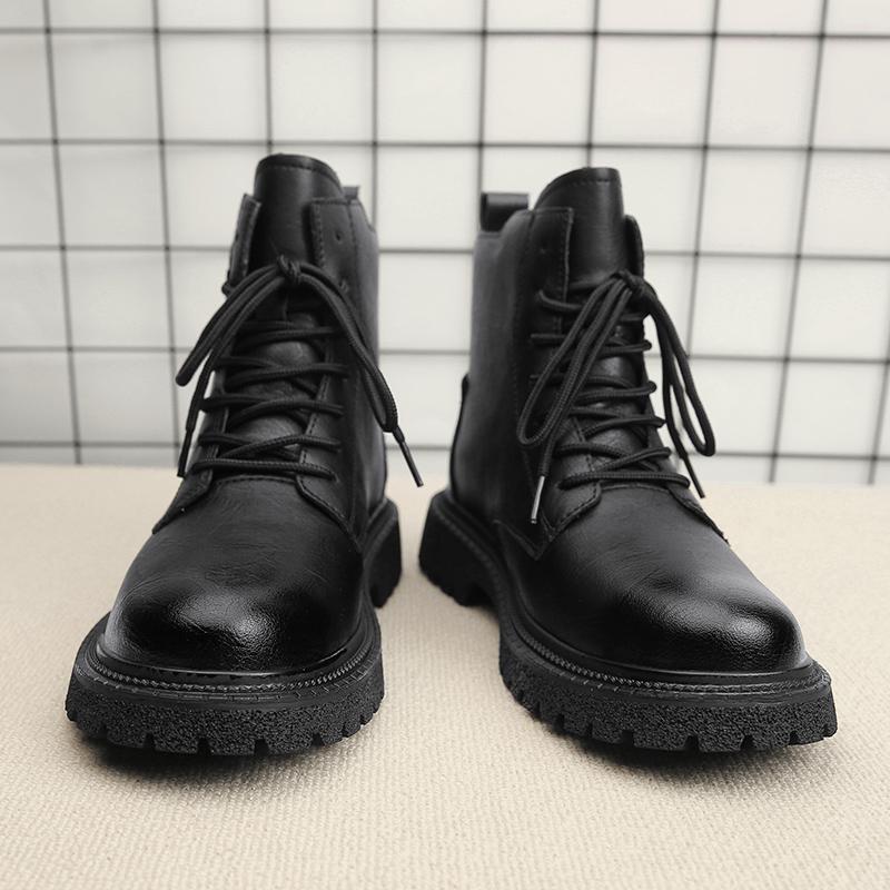 Fashion Genuine Leather Men Ankle Boots Black High Top Men Boots 2025 Winter Warm Outdoor Boot Punk Style Man Motorcycle Boots