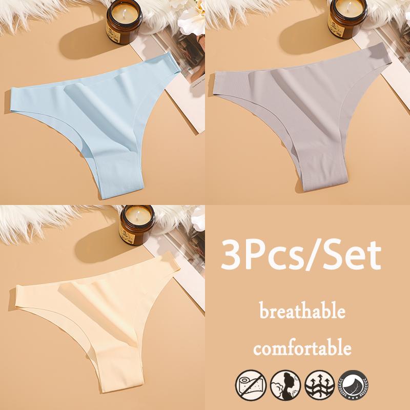 FINETOO 3 шт./компл. бесшовное нижнее белье из ледяного шелка с низкой талией бразильские трусы дышащее высокоэластичное нижнее белье трусики