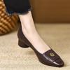 Women Pumps New 2025 Fashion Pointed Shallow Low Heel Single Shoes for Women Simple Casual PU Leather Shoes Commuter Party Shoes