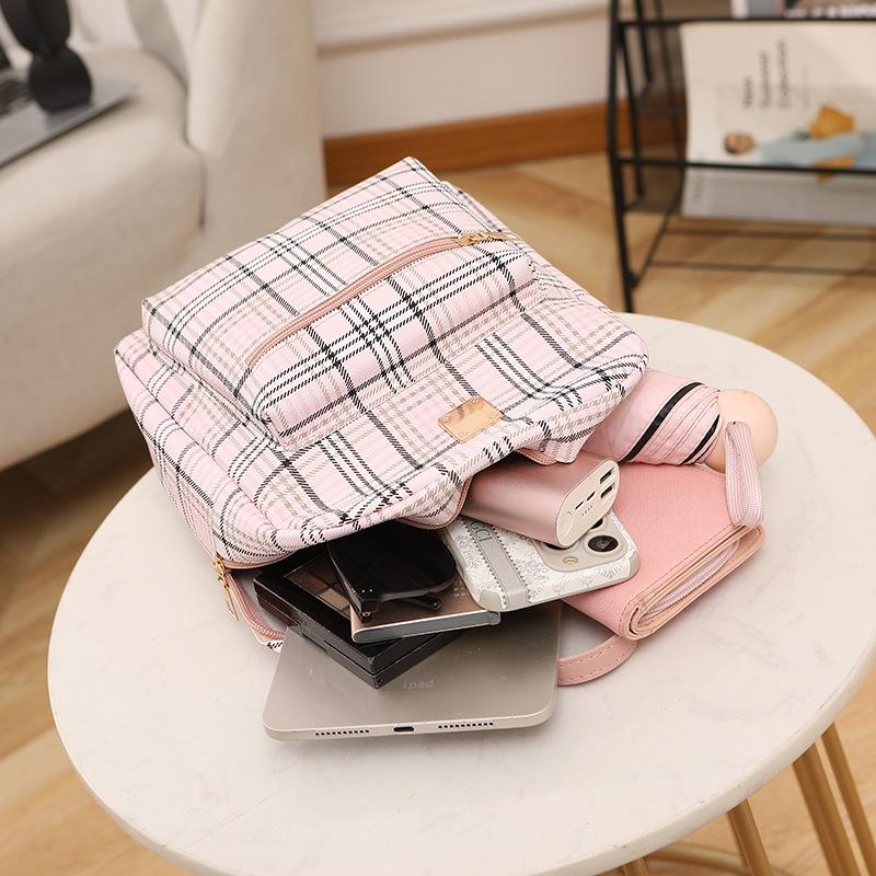 Женский рюкзак лето и осень новый тренд модный рюкзак с клетчатым принтом сумка-тоут цельный