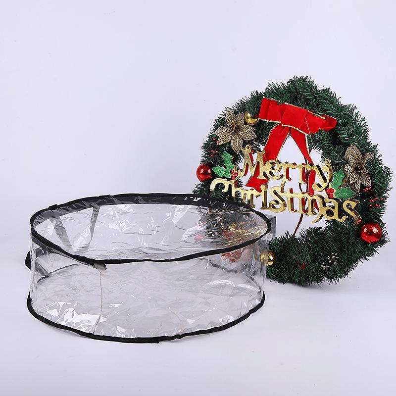 Прозрачная сумка ПВХ Прозрачная сумка для хранения рождественского венка Рождественское украшение Кольцо для хранения Подвесная сумка