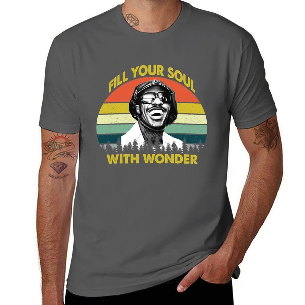 Винтажная футболка Stevie Fill Your Soul with Wonder Ретро хлопковая футболка 100% печатные футболки для мужчины Футболка