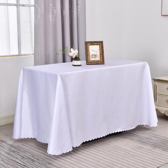 Solid Color Design Wrinkle-Resistant Lace Detail Conference Room Table Cover