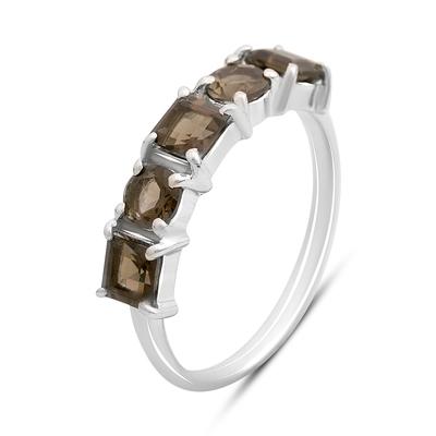 Серебряное кольцо с натуральным раухтопазом (дымчатым кварцем) 1.475ct, вес изделия 2,38 гр (2204435)