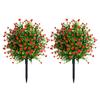 Yousheng Artificial Topiary Ball Trees UV Resistant Faux Plants with Flowers Faux Greenery Shrubs with Ground Spike for Indoor Yard Porch Decoration