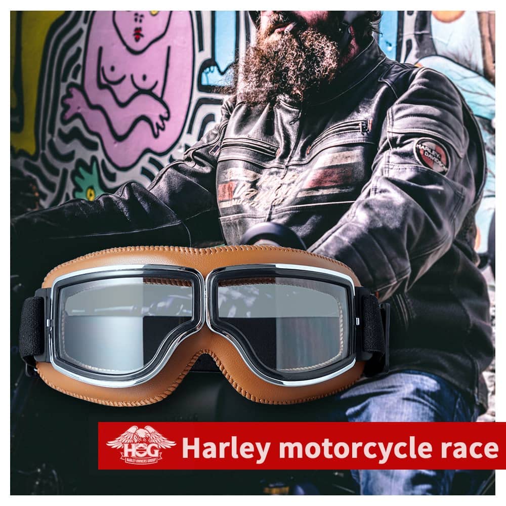 [Маттиола] Мотоциклетные очки Harley Мотоциклетные очки Пыленепроницаемые, Ветрозащитные, Снегозащитные, Защита от УФ-лучей Включает сумку для хранения (Черная оправа + Серые линзы)