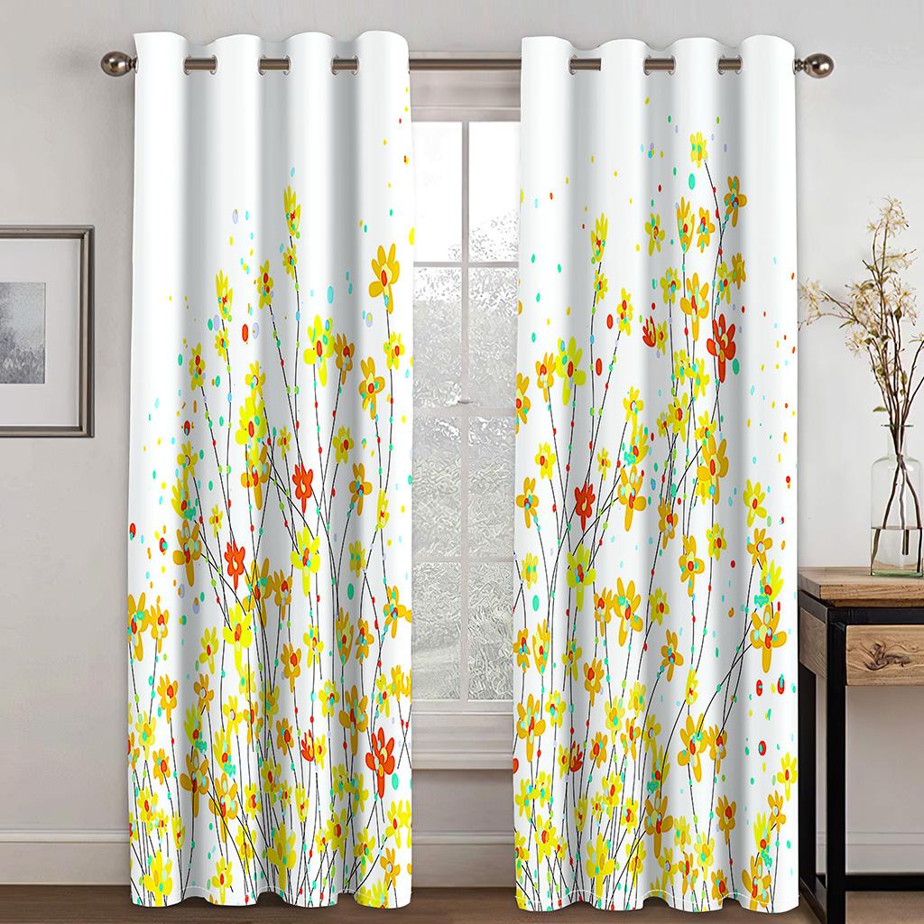 2 шт очаровательные шторы с цветочным принтом бабочки цветочные шторы для спальни гостиной кухни оконные шторы люверсы верхний кортин