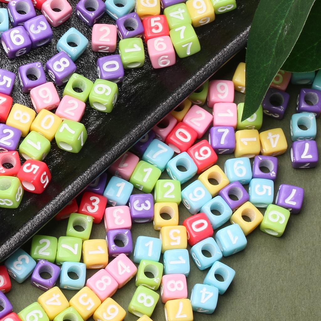 Креативные 80 шт. бисерные аксессуары брелок для изготовления ювелирных изделий квадратные акриловые ручные работы модные кубические бусины ожерелье свободные бусины браслет с цифрами своими руками 5,5 мм