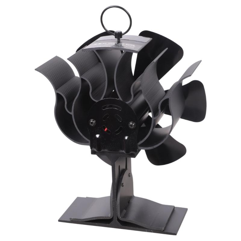 Eco-friendly 2-in-1 Fireplace Fan 6-Blade Chimney Fan without Power Heat Powered Stove Fan Low Noise for Wood Log for Bu