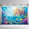 A photography background featuring mermaids, with elements of an underwater castle