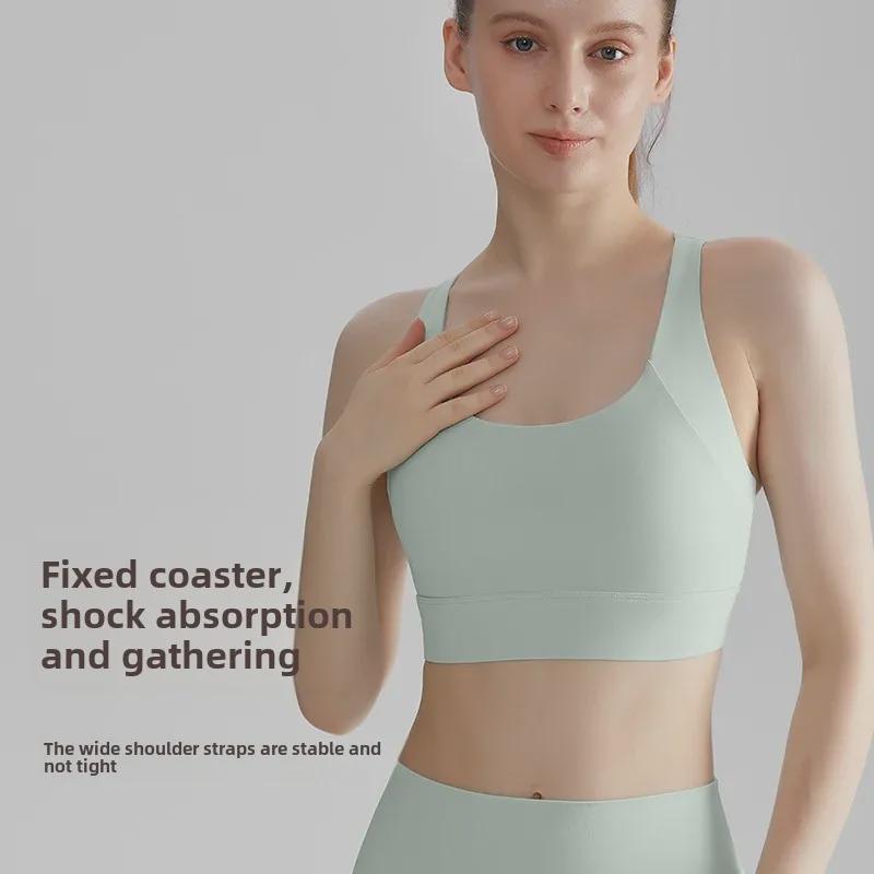 Женский спортивный бюстгальтер высокой прочности LAHN: Ударопрочная фиксированная чашка для бега, фитнеса и йоги