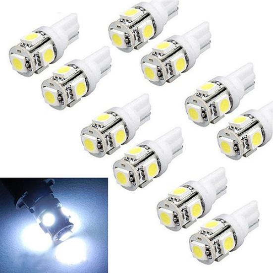 10шт W5W 2825 T10 Wedge 5-SMD 5050 Ксеноновые белые светодиодные лампы Автомобильные фары