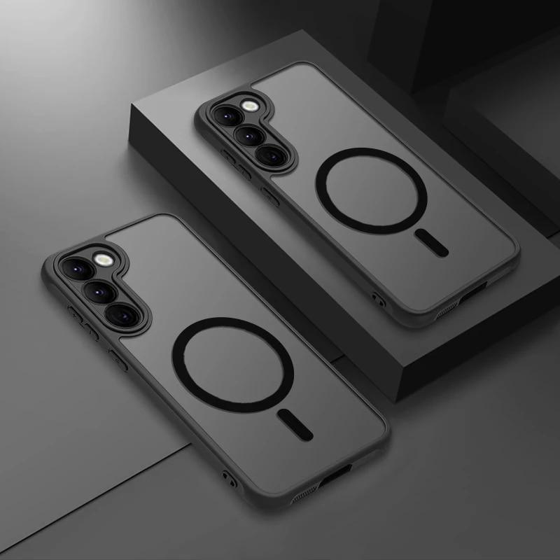 Новый матовый чехол для телефона Samsung Galaxy S24 Ultra S23 S22 Plus S20 S21 FE, полупрозрачный магнитный чехол Magsafe для беспроводной зарядки