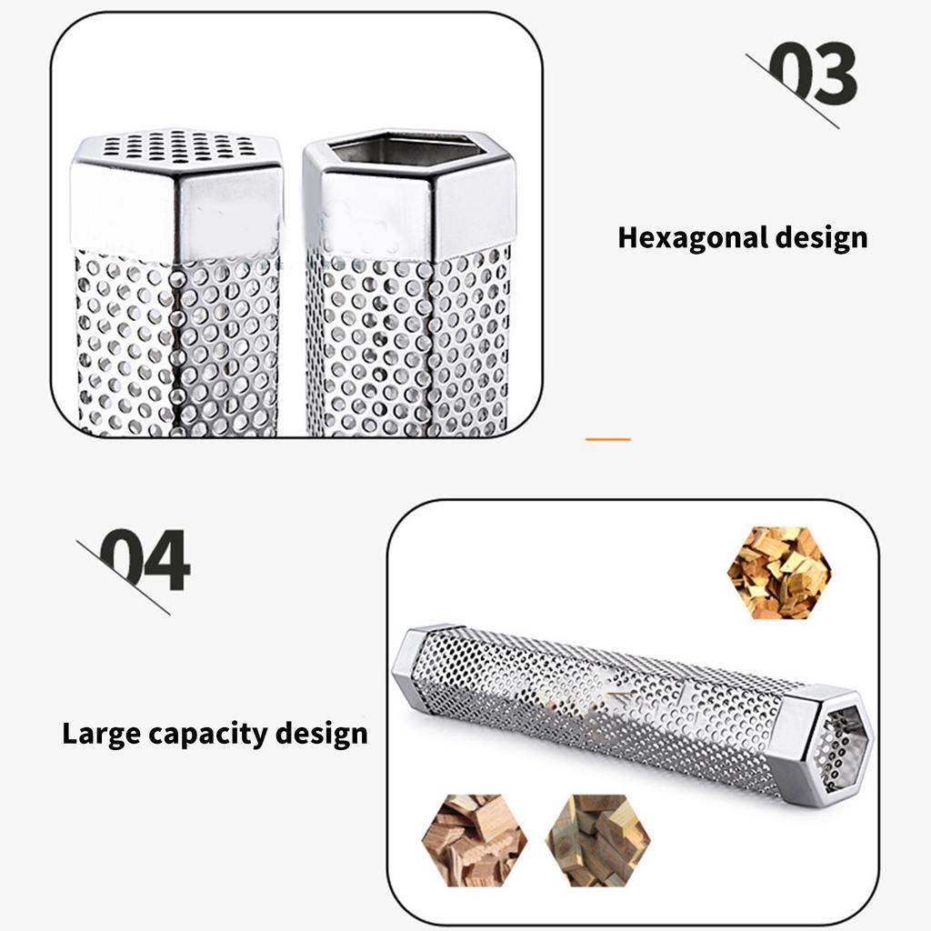 304 Нержавеющая сталь Трубка для копчения Барбекю Усилитель дыма Портативная трубка для гриля Металлическая текстура для опыта копчения