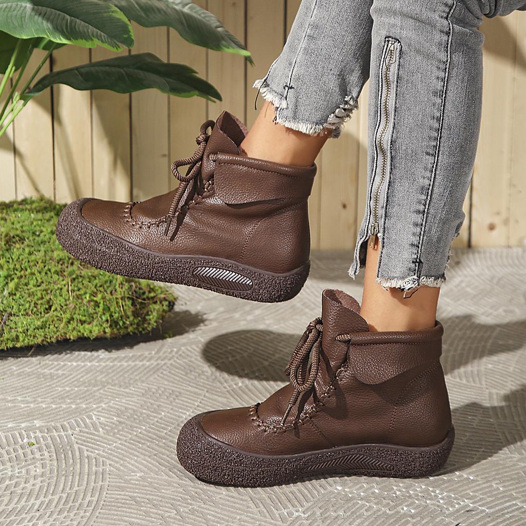 Fashion Comfortable Increase Non-slip Boots Women Boots Breathable Single Shoes Winter Car Suture Strap Oxford Lace Up Shoes