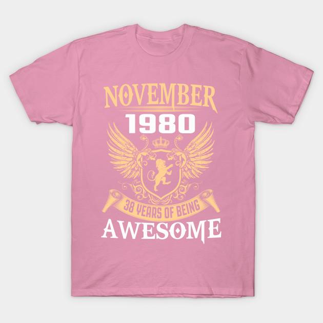 T Shirt Women November 1980 38 Years Of Being Awesome Harajuku Print Kawaii Tshirt Summer Short Sleeve Female T-Shirt Top Tee