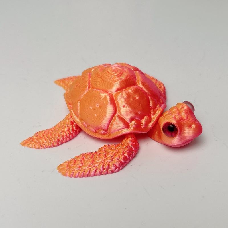3D Printed Turtle Model Ornament Creative Collectible Movable Simulation Eyes Toy Holiday Gift Multi-Jointed Poseable Decoration