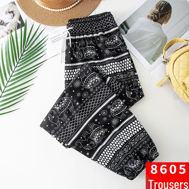 Женские бриджи-гаремы с высокой талией и манжетами, с этническим летним принтом тайских слонов, широкие