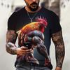 3D Print Men's T Shirts Loose Fit Creative Animal Graphic Rooster Hero Print T Shirt For Men Funny Fashion Men's Clothing Summer